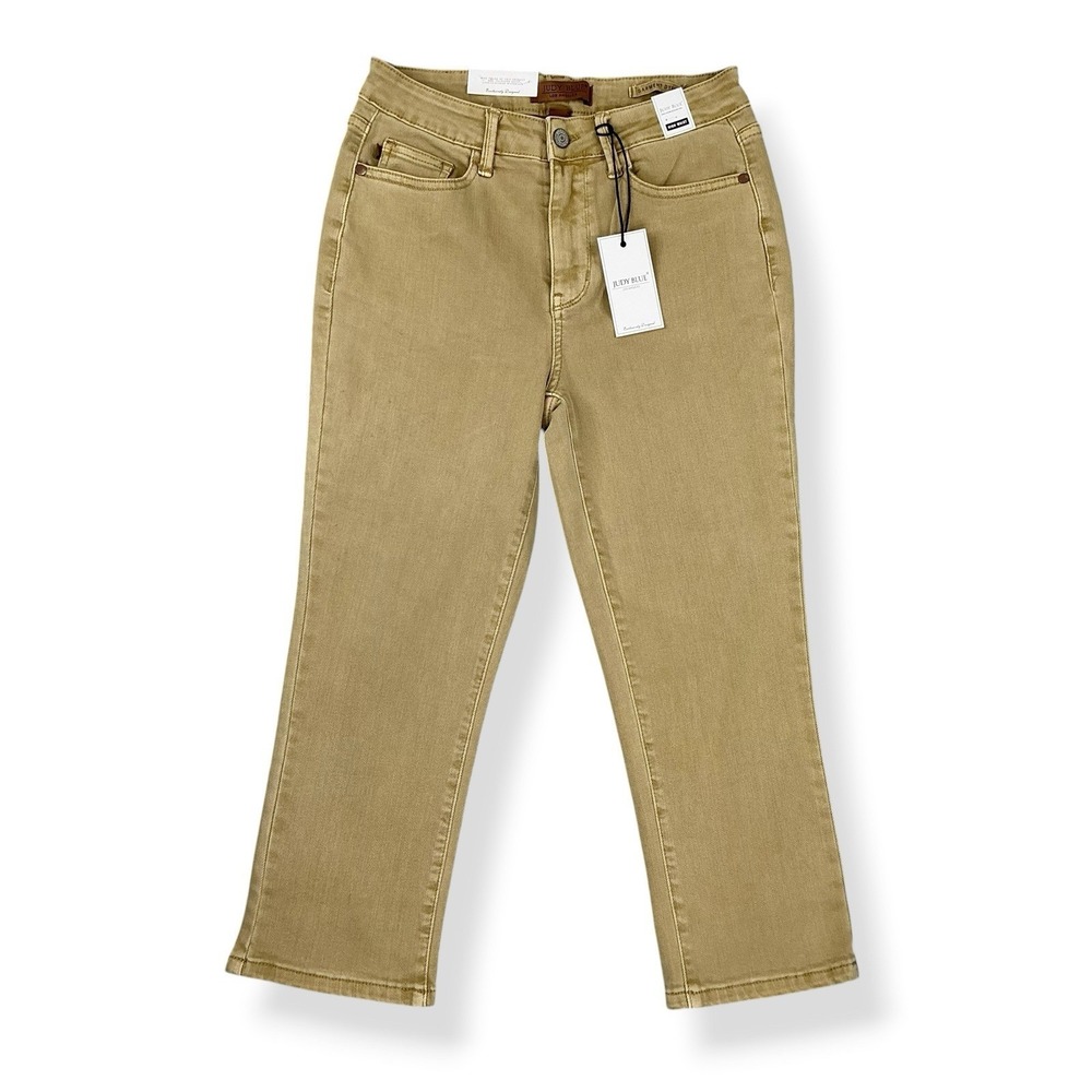 Judy Blue Jeans Women 7/28 Tan Brown The Works Khaki Capris JB78108-7 NWT